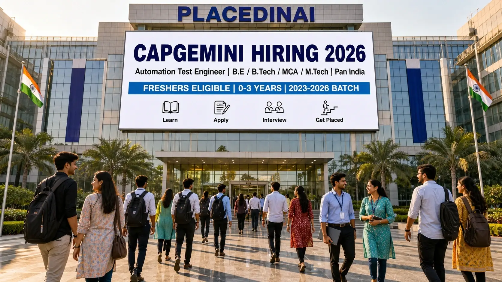 Capgemini hiring Automation Test Engineer 2026 — Selenium, Java and API automation, freshers eligible, Bangalore, Hyderabad, Pune and Chennai — PlacedInAI job update