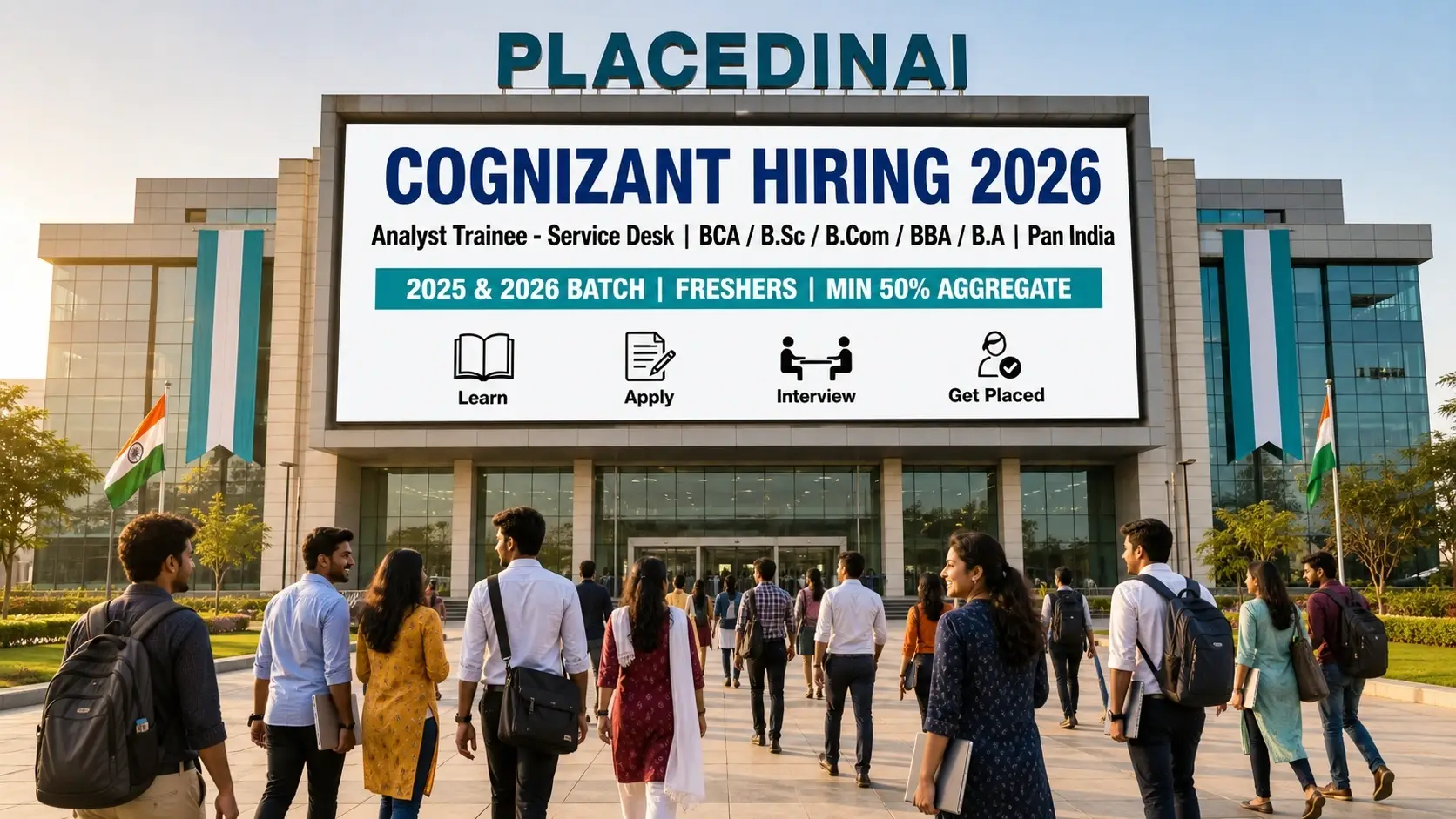 Cognizant hiring Analyst Trainee Service Desk 2026 off campus drive — 2025 and 2026 batch, BCA, B.Sc, B.Com, BBA graduates, Pan India — PlacedInAI job update