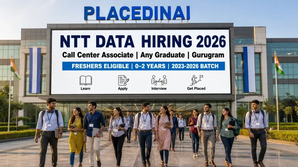 NTT DATA hiring Call Center Associate 2026 in Gurugram — any graduate, freshers eligible, 2023 to 2026 batch — PlacedInAI job update