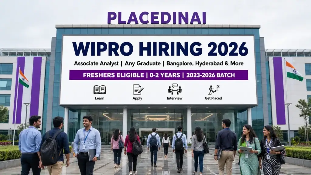 Wipro hiring Associate Analyst 2026 — any graduate, freshers eligible, Bangalore, Hyderabad, Chennai and Pune — PlacedInAI job update